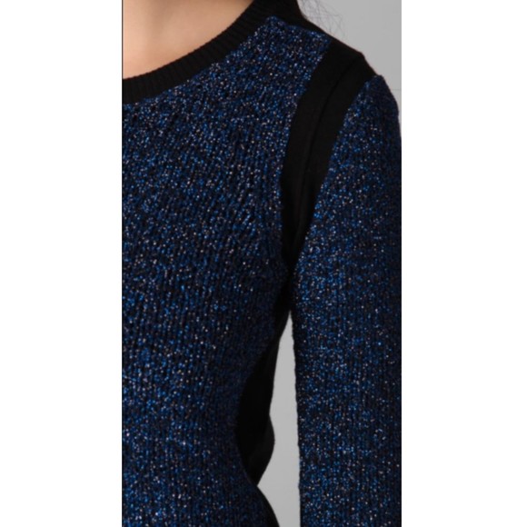 SEE BY CHLOE Lurex Blue Metallic Sweater Mini Dress - Picture 2 of 8